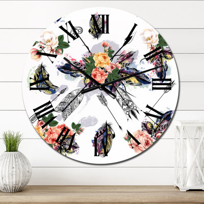 Tribal Arrows and Feathers - Horloge murale traditionnelle