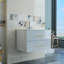 Meuble-lavabo mural blanc brillant 30 po avec lavabo combiné, double tiroir, lavabo en céramique, longue poignée en métal, installation facile, blanc brillant-1692731388
