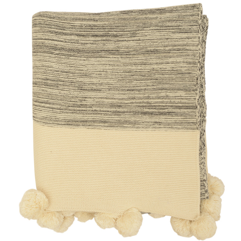 Knitted Throw Blanket, Black/Natural