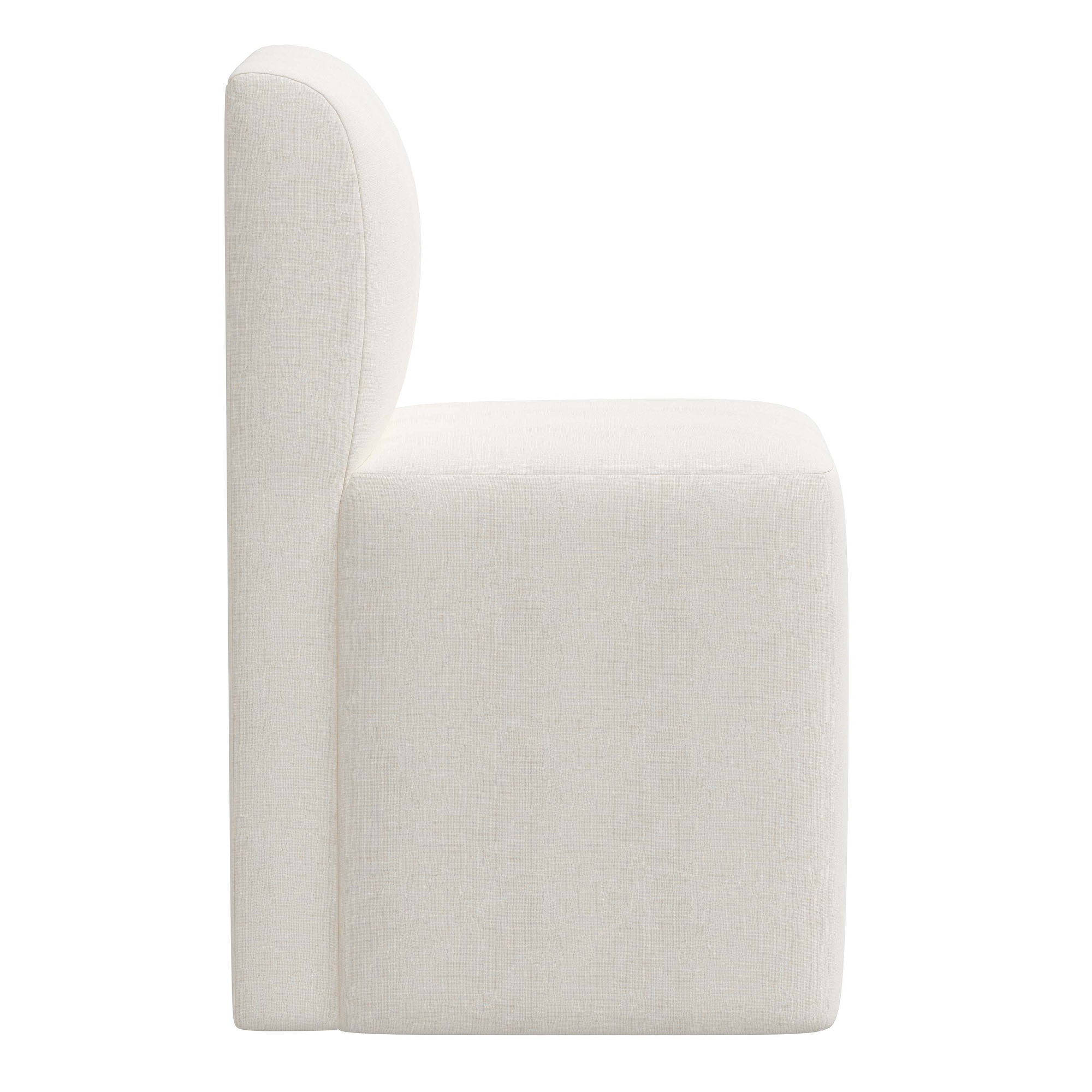 Mendy Upholstered Parsons Chair, Zuma White Textured Linen