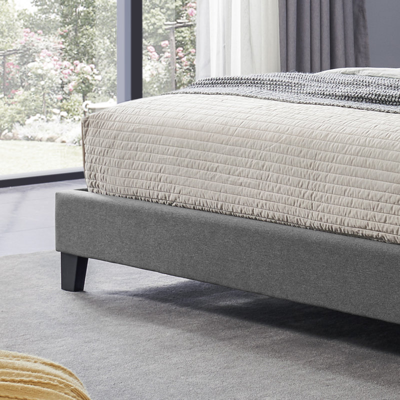 Lit plateforme tapissier très grand Rachel, Gris anthracite