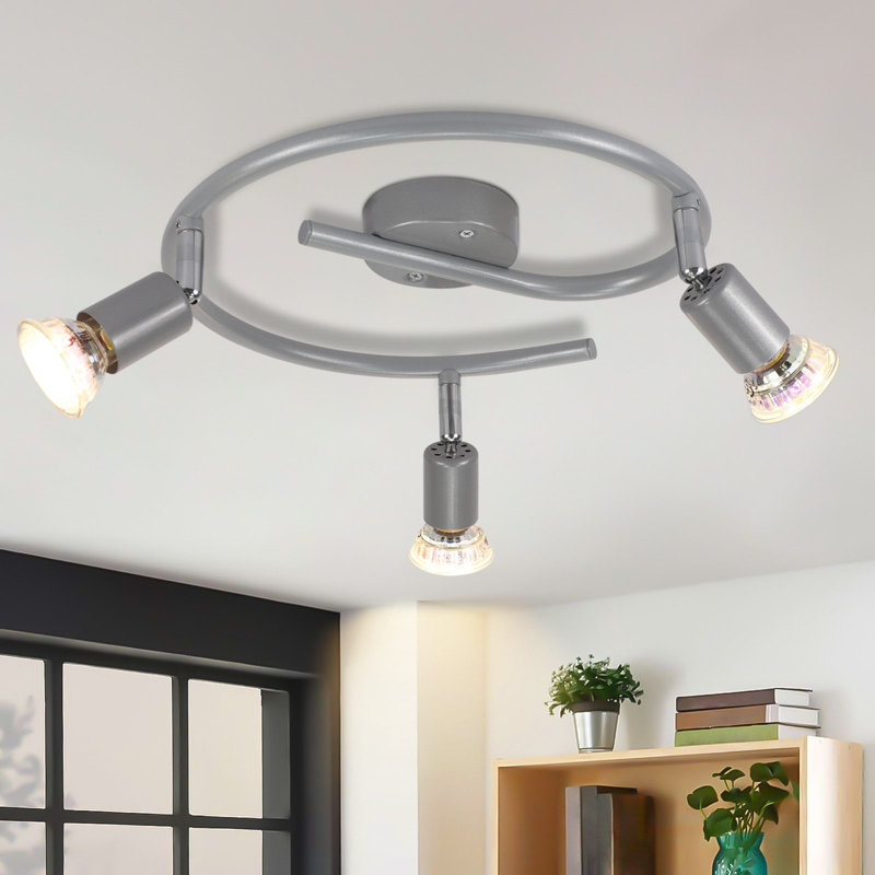 LED Ceiling Spotlight Swiveling GU10 3 Flame Ceiling Spots Industrial Living Room, Grey