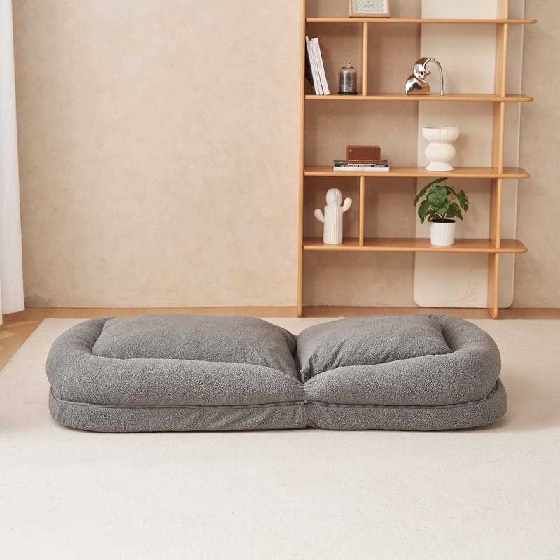 Versatile Folding Sofa Bed for All Living Spaces, Enhancing Comfort and Functionality, Grey Teddy