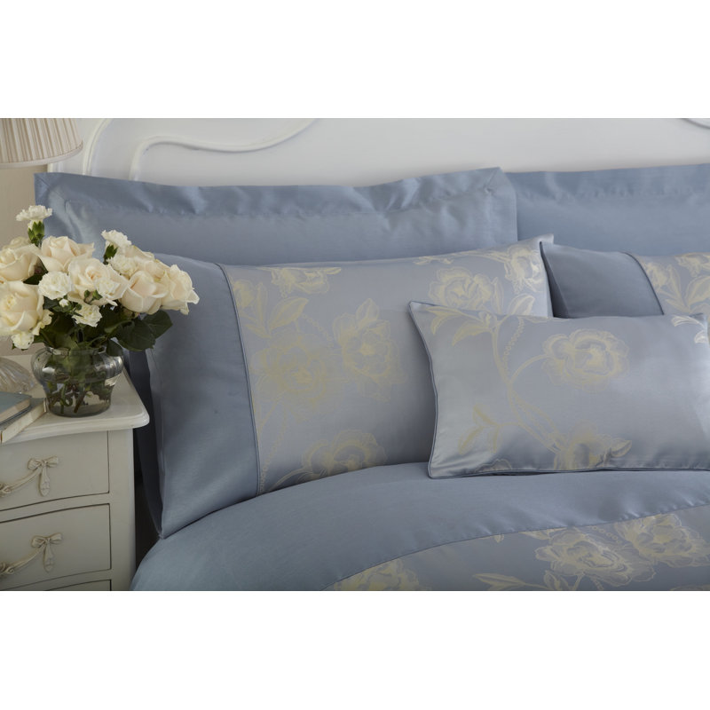 Deleo Floral Rectangular Cushion Cover, Powder Blue
