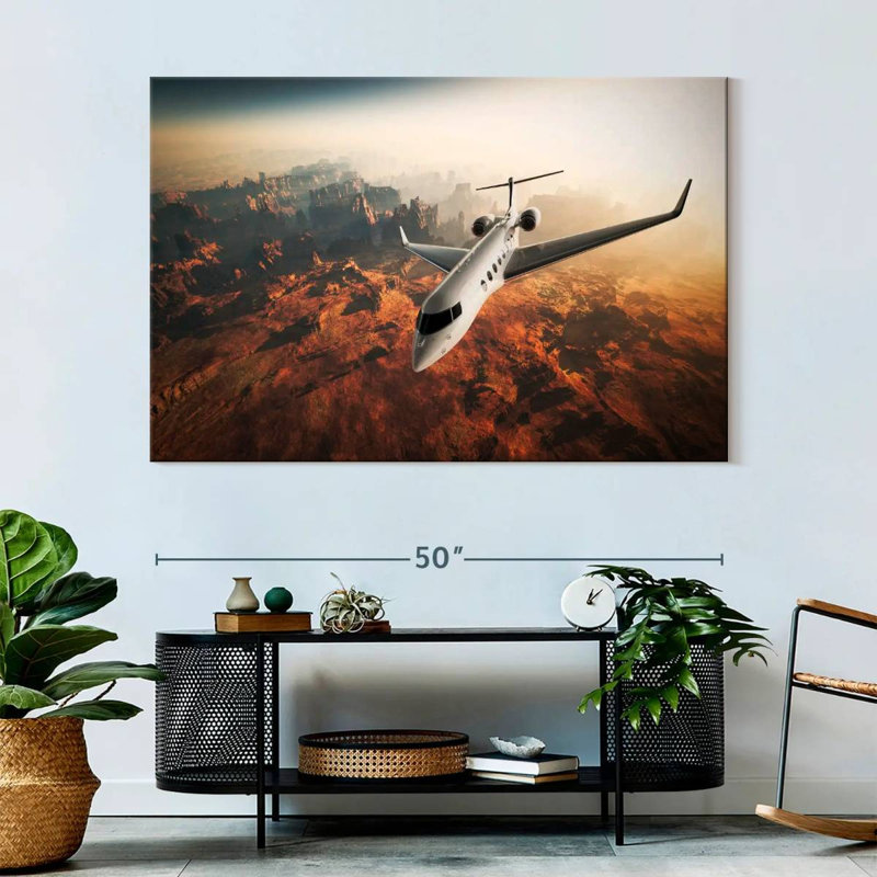 Jet privé Mehar au-dessus d'un canyon, H 34 po x l 51 po