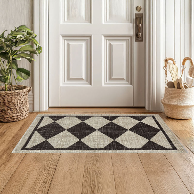 Tapis noir lavable 2x3 Arthur Diamonds, L 36 po x L 24 po