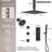 Ceiling Mount 12" Dual Rainfall Thermostatic Shower System with 6 Body Jets and Handheld Spray-93931717