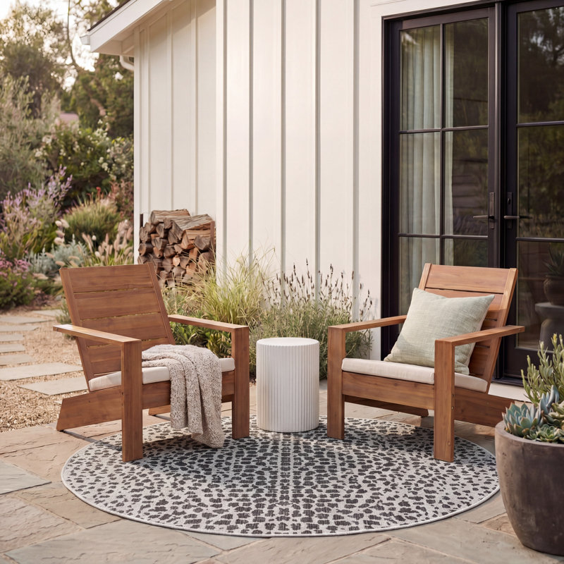 Basinger Animal Print Gray Indoor/Outdoor Area Rug, Round 5'3"