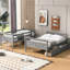 Lit superposé simple au-dessus d'un lit double, gris, avec espace de rangement gris-550222187
