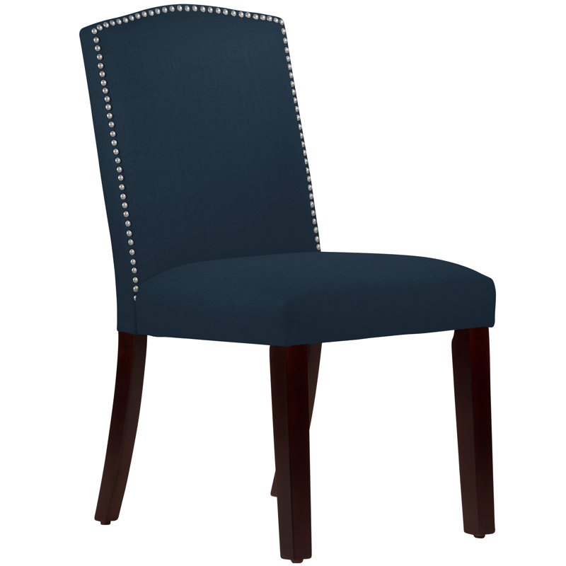 Nadia 20'' H Upholstered Dining Chair, Classic Navy Linen, Espresso
