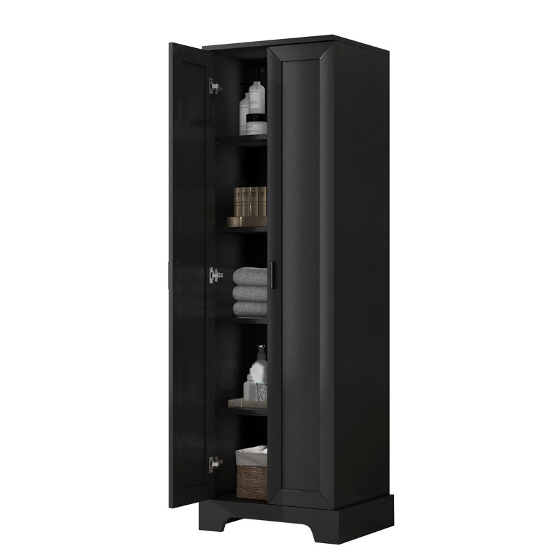 Armoire de rangement d'appoint avec tablette réglable, Noir