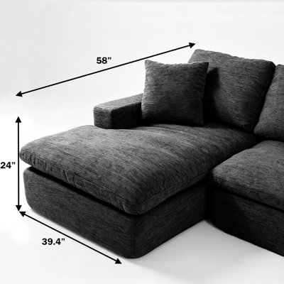 39.4" Left‑Facing Chenille Chaise