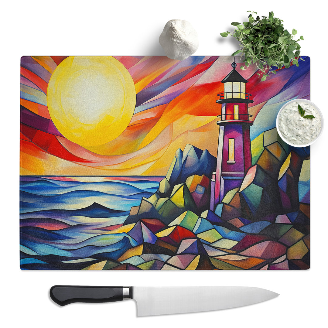 Lighthouse Orphism  Glass Chopping Board