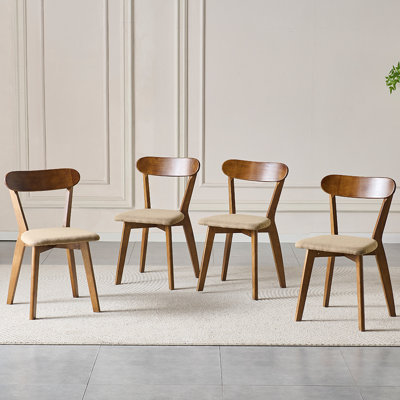 100% Solid Wood Dining Chairs Set Of 4, Wooden Kitchen Chairs, Open Back, Mid-century Modern Chairs For Farmhouse, Kitchen, Dining Room, Natural