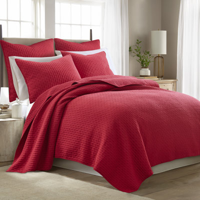 Cross Stitch Red Cotton Solid Colour Quilt