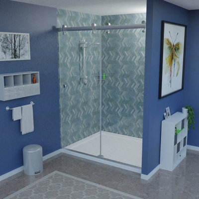 Porte de douche réversible coulissante sans cadre H 60 po x H 76 po Hawaii