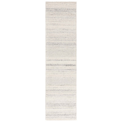 Gray Hand-Woven Striped Wool Rug