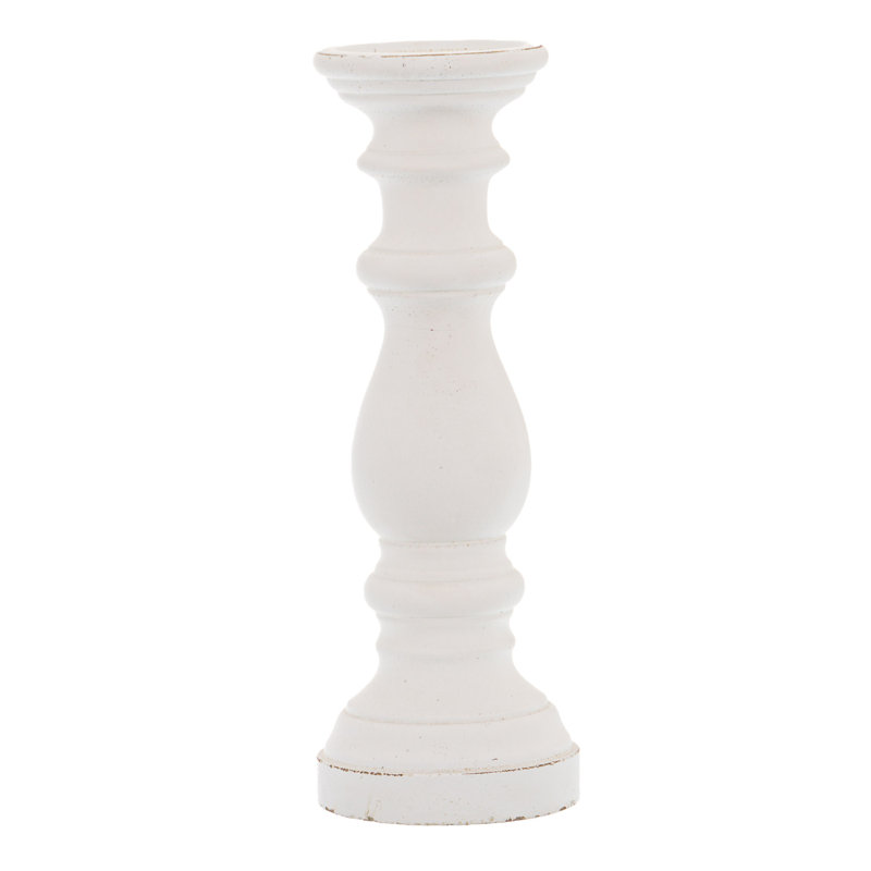 Concrete / Cement Tabletop Candlestick, 38cm H x 14cm W x 14cm D, White
