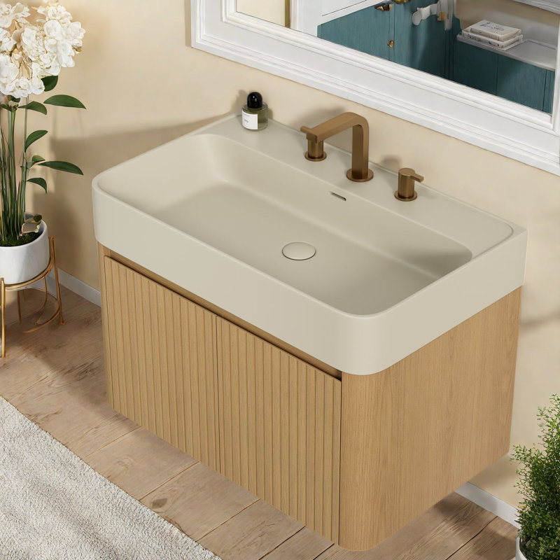 Wall Mounted Single Double With Solid Surface Top, 29.53