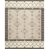 Mesa Hand Knotted Wool Geometric Shapes Area Rug in Ivory/Oatmeal/Heathered Gray/Dark Gray
