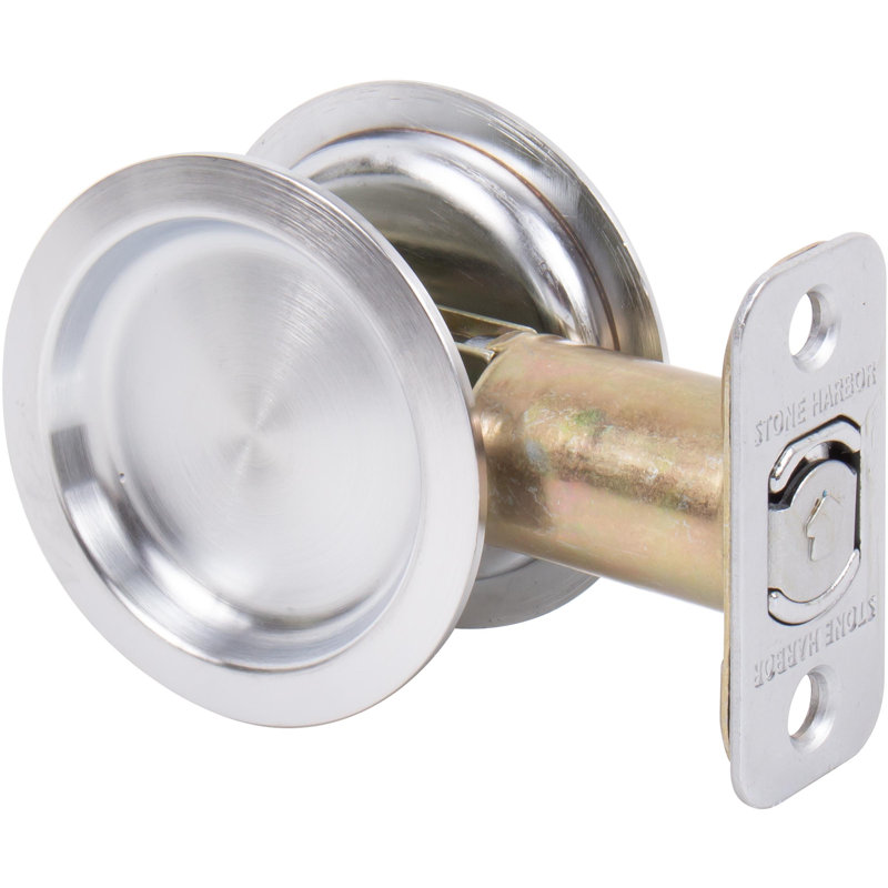Quincaillerie de serrure de porte ronde, Chrome satiné