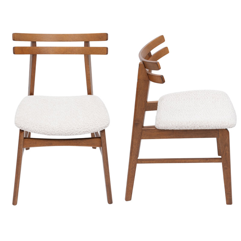 Modern Upholstered Dining Side Chairs With Curved & Solid Wood Legs For Dining Room/Living Room, Beige, Brown