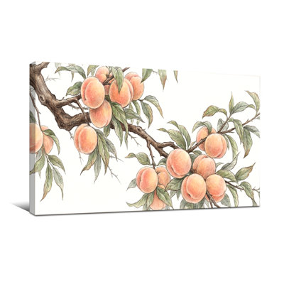 Plants &Flowers Peach Branch With Ripening Fruit And Green Leaves