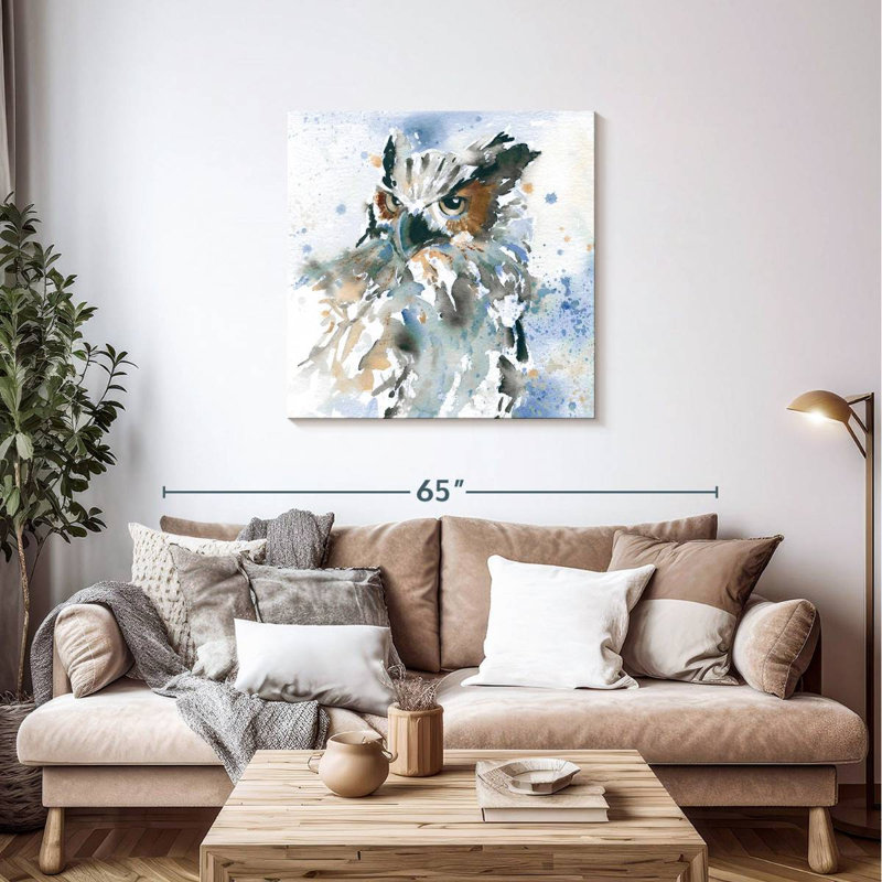 Brampt Owl On Blue, 36" H x 36" W