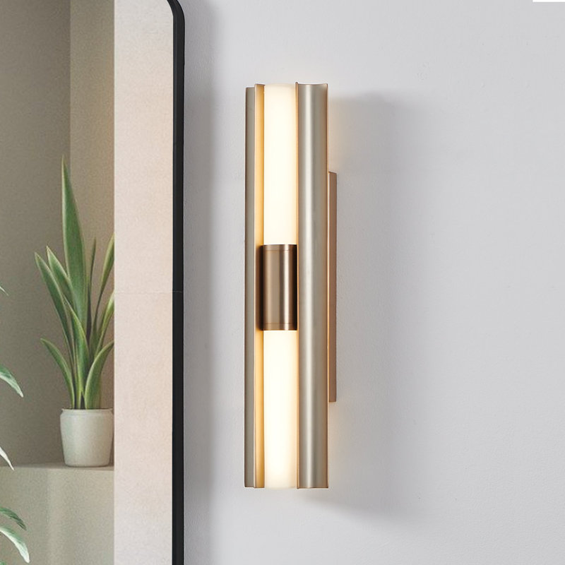 Luminaire pour meuble-lavabo à DEL 2 lumières avec champagne et verre opale gravé à l'or fin 5 lumières Wecc 24 pouces Weimar