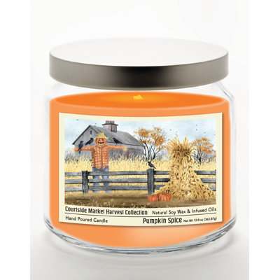 Bougie Scarecrow en pot en verre de 400 g avec couvercle en métal argenté brossé