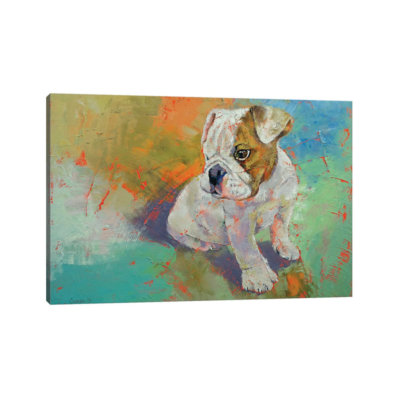 Bulldog Puppy 1 Piece Wrapped Canvas Wall Art, 66.04 cm H x 45.72 cm W x 1.91 cm D