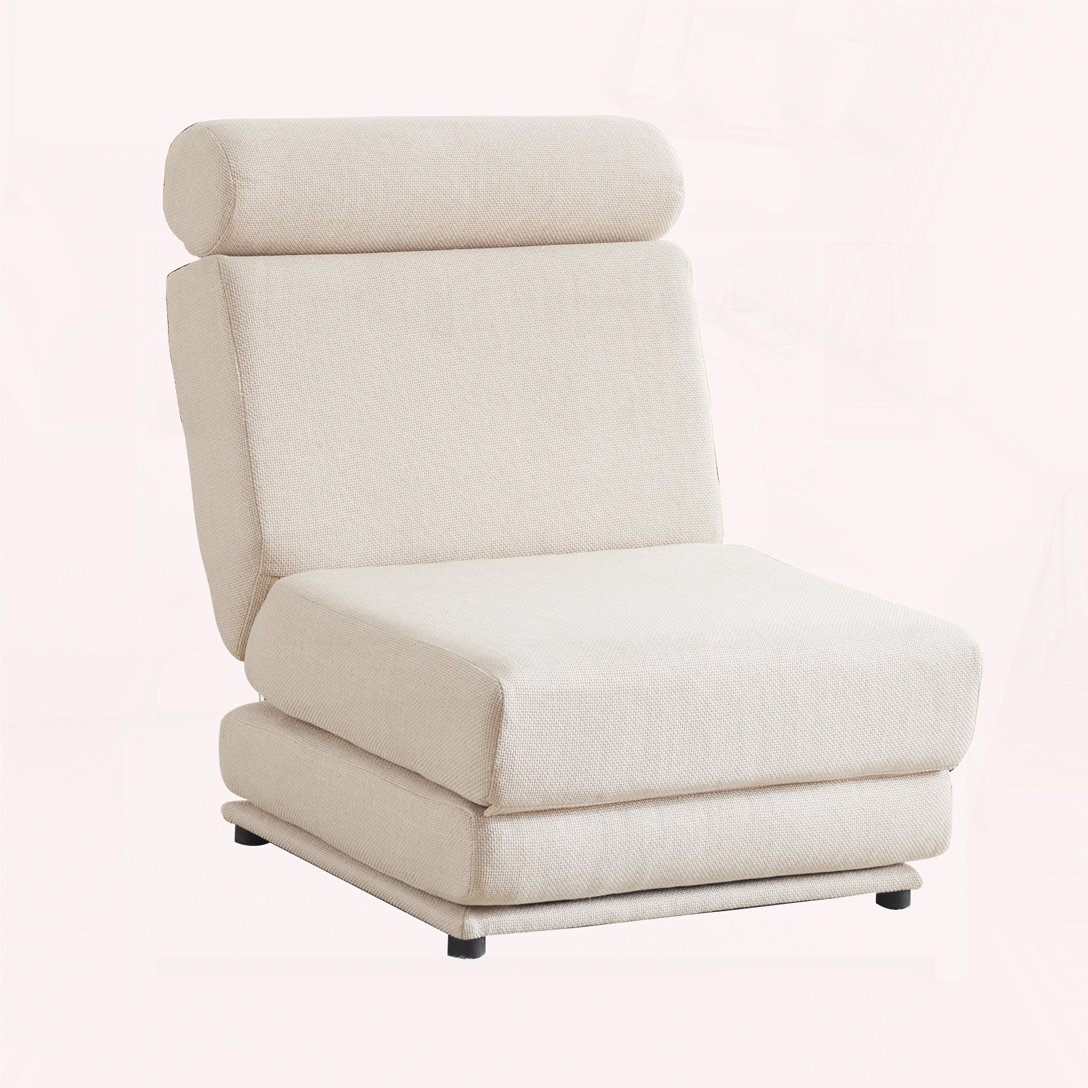Trule Foldable Linen Upholstered Armless Chair with Metal Base