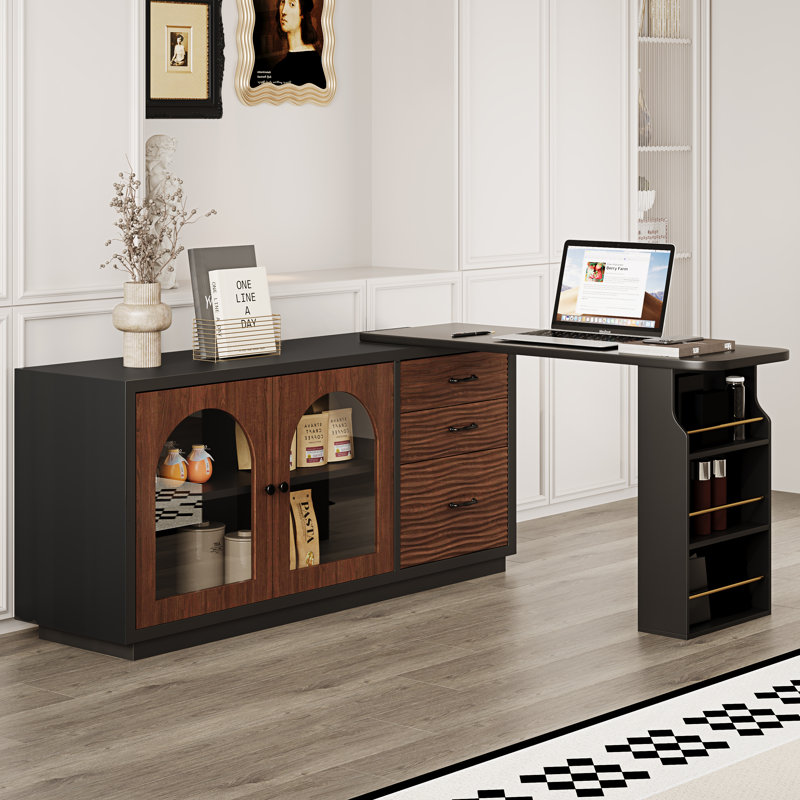Extended Home Ofiice Desk Up To 94.5'' Writing Desk With Storage Cabinets And Drawers