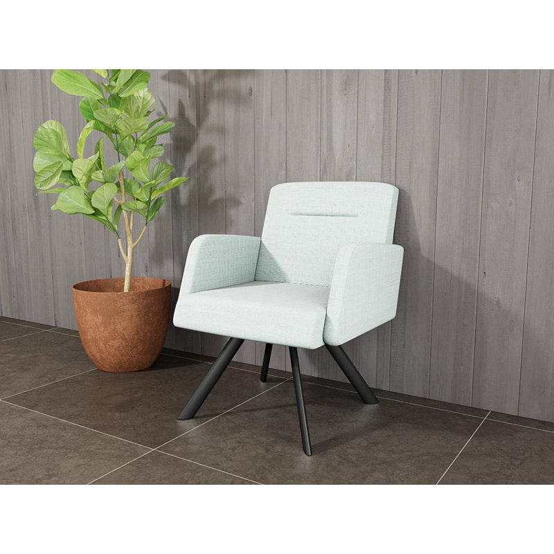 Fauteuil de réception Willow, Noir, Chambray écume de mer