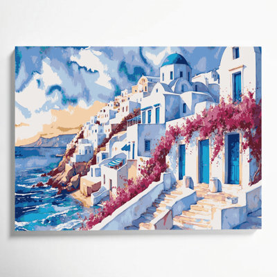 Cities Mykonos Greece Gray Canvas Wall Art