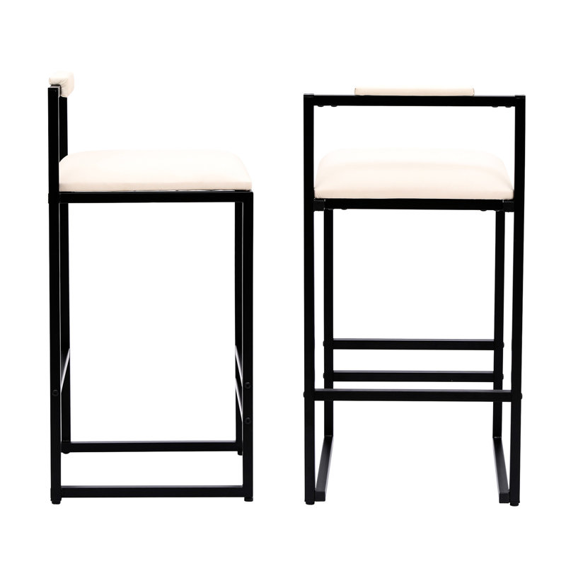 2 pièces avec cadre en métal moderne et revêtement en cuir de polyuréthane beige - Idéal pour la cuisine, les comptoirs convenant aux faux tabourets de bar, l'îlot de cuisine,