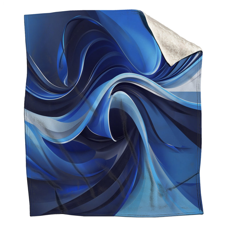 Blue Abstract Waves Blankets, 50in W x 60in H