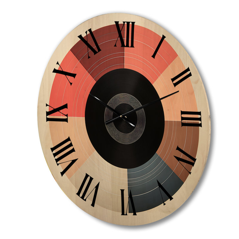 Colorful Retro Vinyl IV - Music Oversized Wood Wall Clock, Grand