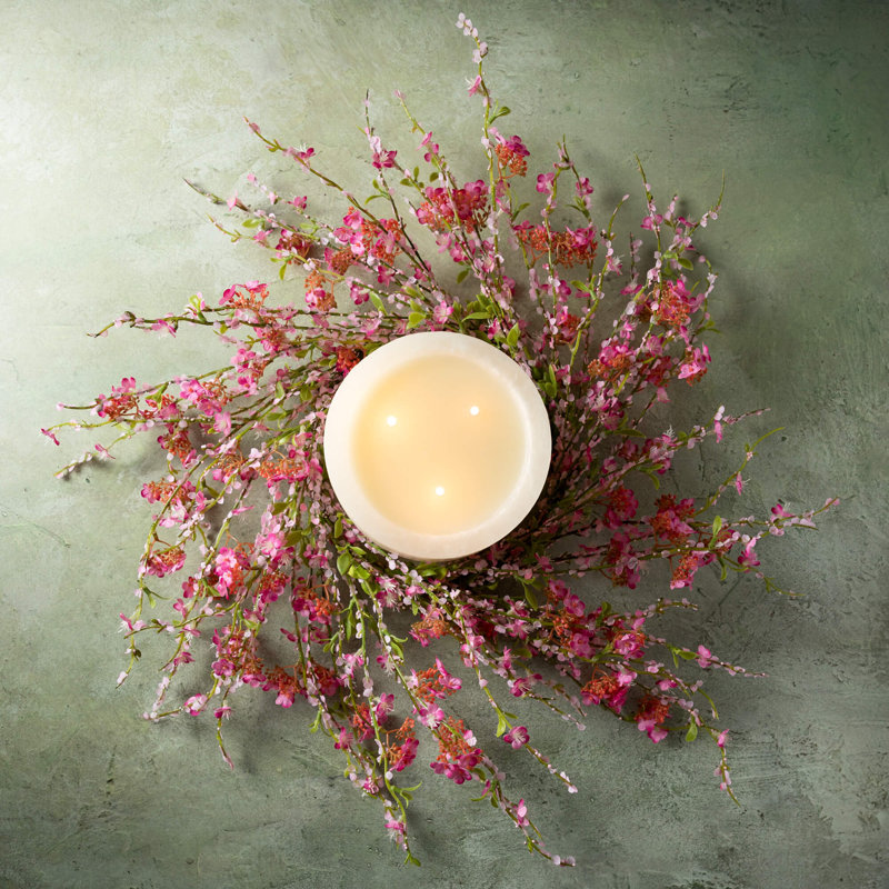 Mini couronne artificielle fleur rose 6,5, L 20,5 po x H 20,5 po x P 3,75 po