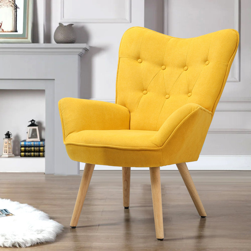 Opie Upholstered Linen Armchair, Yellow