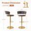 Chaises de bar réglables à 360 ° avec tabourets de bar à hauteur de comptoir avec structure et repose-pieds en métal doré-1282993194