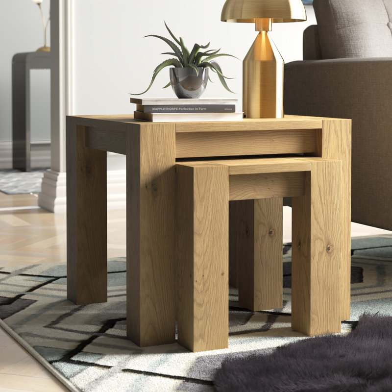 Bowenfels Solid Wood Nesting Tables, Light Oak