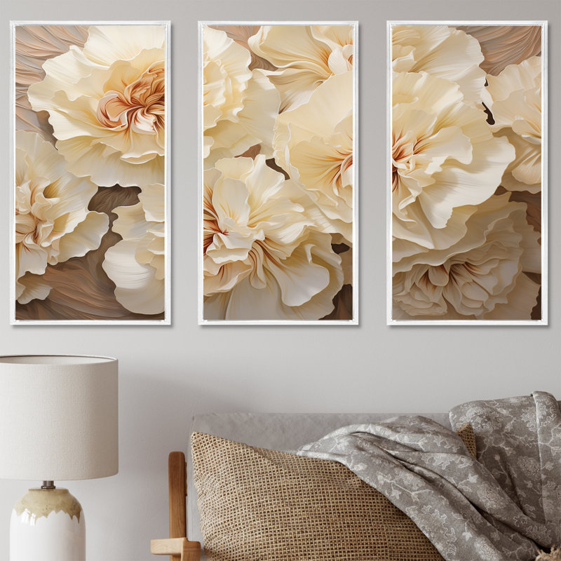 Minimalisme, œillets, ensemble d'art sur toile, Cadre flottant blanc, H 32 po x l 48 po x P 1 po