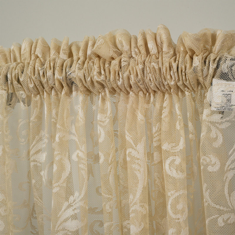 Cream Lace Classic Sheers Curtain Panels,Sheer Window Curtain,Shabby Chic, 52" W x 84" L, Beige