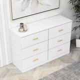 6 Dresser For Bedroom - Ample Room, Build In White Finish Contemporary Whitewash Smooth & Functional