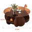 Table basse à plateau rond en verre trempé de 31,5 po avec cadre en MDF et table à 4 tablettes-1081982075