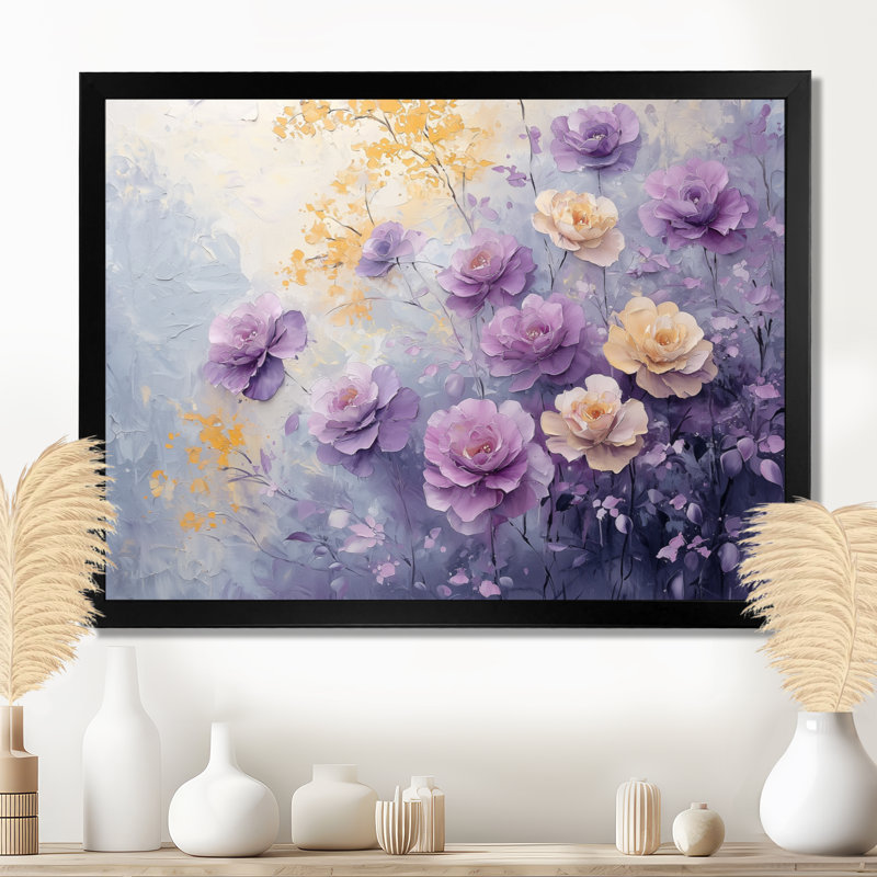 Délicat éclat de rose lavande - art mural floral, Reproduction encadrée d'une seule photo sans pass, Noir, noir, noir, noir