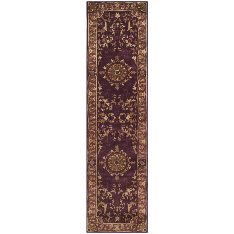 Latarra Hand-Tufted Wool Burgundy Area Rug, Runner 2'6" x 12'