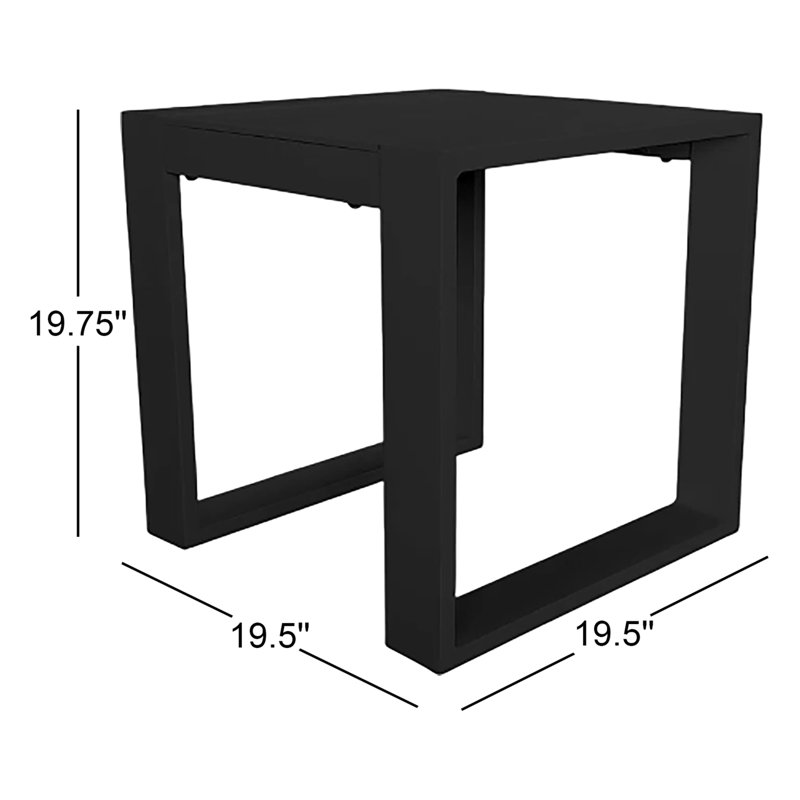 Dover Square Metal Outdoor Side Table , 19.5'' in. W 19.5'' in. D, Black