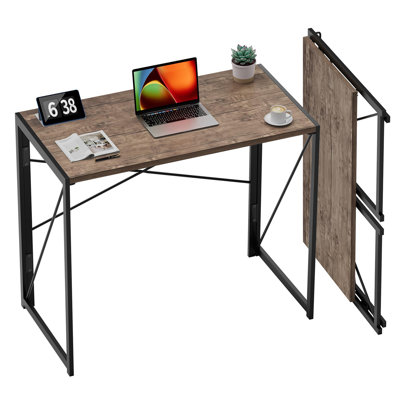 Small Folding Desk 31.5 inch Foldable Computer Desks, Spaces Saving Writing Table for Bedroom, Home Office, Dorm, Apartment, Kids, Adults
